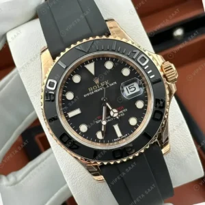 Rolex Yacht-Master 126655 40 mm Siyah Kadran Oysterflex Everose Super Clone Eta Saat kırp kapak