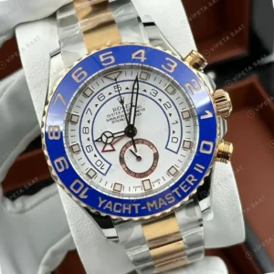 Rolex Yacht-Master II 116681 44 mm Beyaz Kadran Two Tone Super Clone Eta Saat kırp kapak