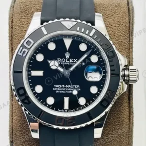 Rolex Yacht-Master Siyah Kadran Çelik Kauçuk 42mm Super Clone ETA Saat kırp kapak
