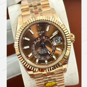 Rolex Sky-Dweller 42 336935 Kahve Kadran Everose Jubilee Super Clone Eta Saat kırp kapak