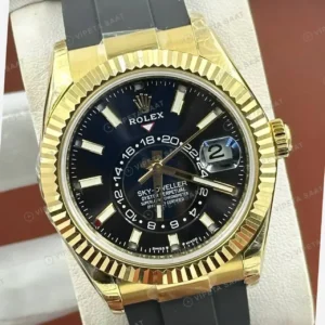 Rolex Sky-Dweller 42 336238 Siyah Kadran Sarı Altın Oysterflex Super Clone Eta Saat kırp kapak