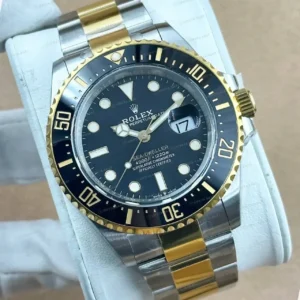 Rolex Sea-Dweller 126603 43 mm Siyah Kadranlı Sarı Altın İki Renk Super Clone ETA Saat kırp kapak