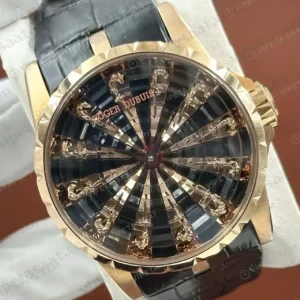 Roger Dubuis Knights of the Round Table Rose Siyah Kadran Deri Super Clone ETA Saat kırp kapak