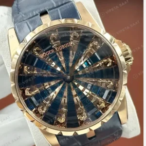 Roger Dubuis Knights of the Round Table Rose Mavi Kadran Deri Super Clone ETA Saat kırp kapak
