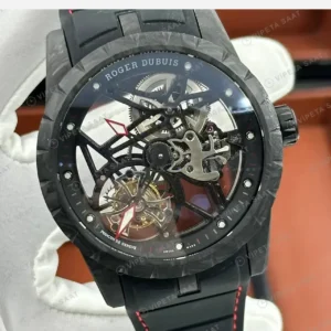 Roger Dubuis Excalibur Siyah Skeleton Kauçuk Gece Super Clone ETA Saat kırp kapak