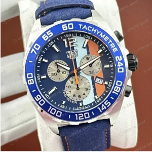 TAG Heuer Formula 1 Mavi Turuncu Kronograf Tekstil Super Clone ETA Saat kırp kapak