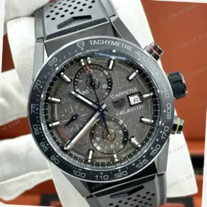 TAG Heuer Carrera Gri Kronograf Kauçuk Düz Super Clone ETA Saat kırp kapak