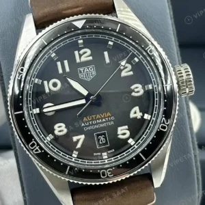 TAG Heuer Autavia Siyah Kadran Kahve Deri Super Clone ETA Saat kırp kapak
