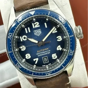 TAG Heuer Autavia Mavi Kadran Kahve Deri Super Clone ETA Saat kırp kapak