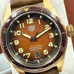 TAG Heuer Autavia Kahve Kadran Deri Super Clone ETA Saat kırp kapak