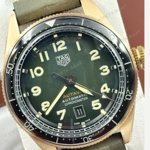 TAG Heuer Autavia Haki Yeşil Altın Deri Super Clone ETA Saat kırp kapak