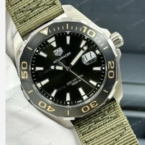 TAG Heuer Aquaracer Siyah Kadran Yeşil Nato Super Clone ETA Saat kırp kapak