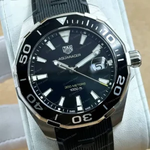 TAG Heuer Aquaracer Siyah Kadran Kauçuk Düz Super Clone ETA Saat kırp kapak