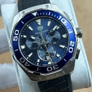 TAG Heuer Aquaracer Mavi Kronograf Kauçuk Super Clone ETA Saat TAG0113 Saat kırp kapak