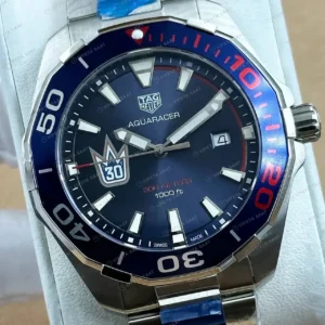 TAG Heuer Aquaracer Mavi Kadran Pepsi Bezel Çelik Super Clone ETA Saat kırp kapak