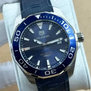 TAG Heuer Aquaracer Mavi Kadran Kauçuk Parlak Super Clone ETA Saat kırp kapak