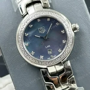 TAG Heuer Aquaracer Mavi Elmas Taşlı Çelik Lady Super Clone ETA Saat kırp kapak