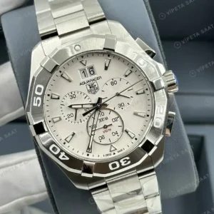 TAG Heuer Aquaracer Gümüş Kronograf Çelik Super Clone ETA Saat kırp kapak