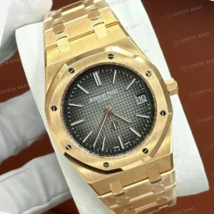 Audemars Piguet 16202OR Gri Kadranlı Jumbo 50. Yıl Rose Gold Super Clone ETA Saat kırp kapak