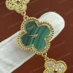 Van Cleef Alhambra Yeşil Malakit Kadran Bileklik Super Clone ETA Saat kırp kapak