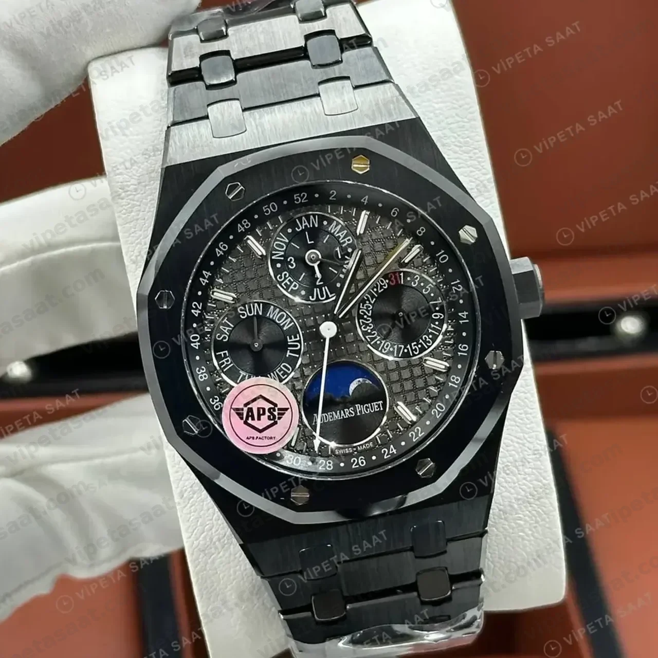 Audemars Piguet 26401ST Siyah Kadranlı Skeleton Kronograf Bilezik Super Clone ETA Saat kırp kapak