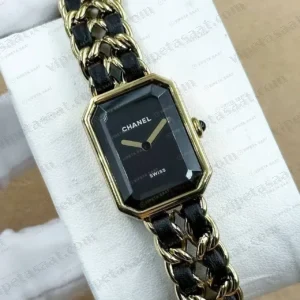 Chanel Premiere Siyah Kadran Deri Zincir Super Clone ETA Saat kırp kapak