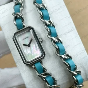 Chanel Premiere Beyaz Kadran Turkuaz Zincir Super Clone ETA Saat kırp kapak
