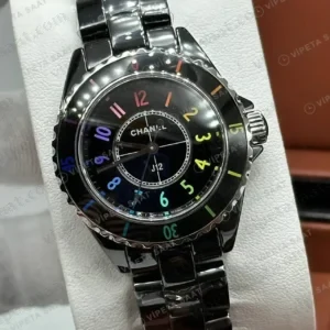Chanel J12 Siyah Seramik Renkli Parlak Super Clone ETA Saat kırp kapak