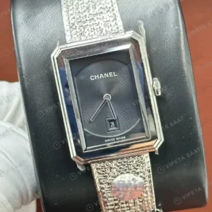 Chanel Boy-Friend Siyah Kadran Tweed Kordon Super Clone ETA Saat kırp kapak