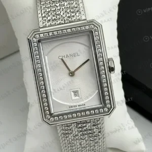 Chanel Boy-Friend Siyah Kadran Tweed Düz Super Clone ETA Saat kırp kapak