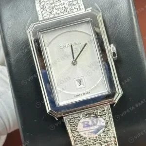 Chanel Boy-Friend Beyaz Kadran Tweed Kordon Super Clone ETA Saat kırp kapak