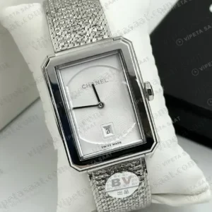 Chanel Boy-Friend Beyaz Elmas Taşlı Parlak Super Clone ETA Saat kırp kapak