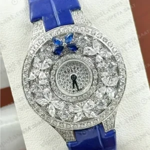 Graff Diamond Kelebek Elmas Mavi Deri Parlak Super Clone ETA Saat kırp kapak
