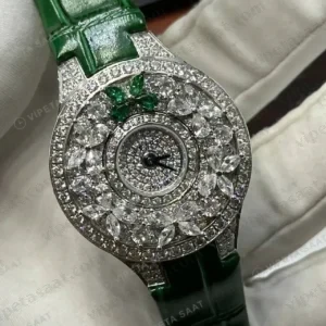 Graff Diamond Elmas Zümrüt Yeşil Deri Super Clone ETA Saat kırp kapak