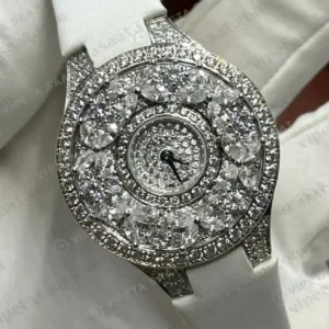 Graff Diamond Elmas Taşlı Siyah Deri Parlak Super Clone ETA Saat kırp kapak