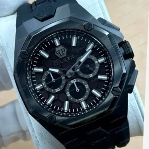 Philipp Plein Chronograph Siyah Kronograf Kauçuk Gece Super Clone ETA Saat kırp kapak