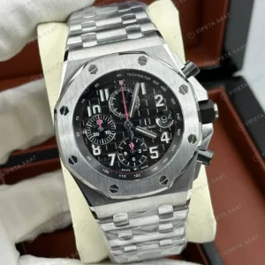 Audemars Piguet 26470ST Siyah Kadranlı Kronograf Bilezik II Super Clone ETA Saat kırp kapak