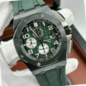 Audemars Piguet 26470ST Yeşil Kadranlı Kronograf Kauçuk Super Clone ETA Saat kırp kapak