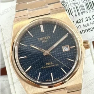 Tissot PRX Rose Mavi Çift Renk Kadran Super Clone ETA Saat kırp kapak