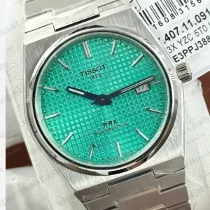 Tissot PRX Turkuaz Kadran Çelik Super Clone ETA Saat kırp kapak