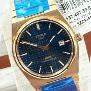 Tissot PRX Rose Gold Mavi Kronograf Çelik Super Clone ETA Saat kırp kapak