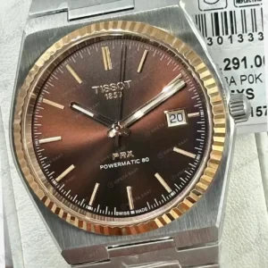 Tissot PRX Kahve Altın Fluted Çift Renk Super Clone ETA Saat kırp kapak