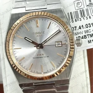 Tissot PRX Gümüş Çift Renk Fluted Bezel Super Clone ETA Saat kırp kapak