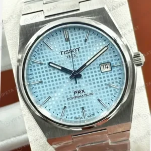 Tissot PRX Buz Mavisi Kronograf Çelik Super Clone ETA Saat kırp kapak