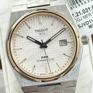 Tissot PRX Beyaz Rose Çift Renk Kadran Super Clone ETA Saat kırp kapak