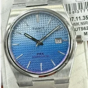 Tissot PRX Buz Mavisi Altın Bezel Çelik Super Clone ETA Saat kırp kapak