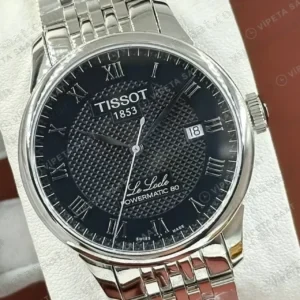 Tissot Le Locle Siyah Kadran Çelik Guilloche Super Clone ETA Saat kırp kapak