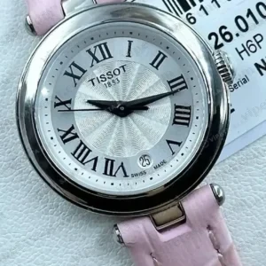 Tissot Lady Beyaz Kadran Pembe Deri Taşlı Super Clone ETA Saat kırp kapak