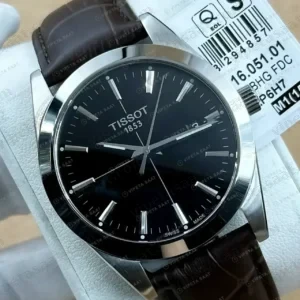 Tissot Gentleman Siyah Kadran Kahve Deri Super Clone ETA Saat kırp kapak