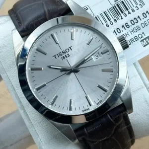Tissot Gentleman Beyaz Kadran Siyah Deri Super Clone ETA Saat kırp kapak